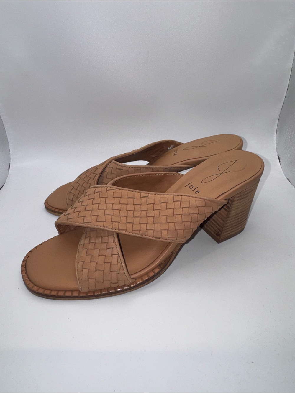 Joie Tan Woven Leather Heels. Size 7.5